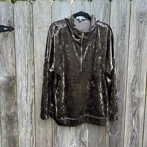 LUUSKE Crushed Velvet 1/2 zip Bronze Hoodie Women’s 3X